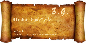 Binder Győző névjegykártya